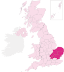 Eastern and Home Counties map icon image depicting Highlight map of Eastern and Home Counties region