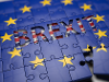 Brexit illustration Jigsaw of EU flag with piece removed