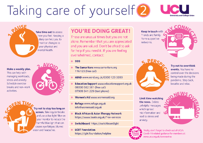 Taking care of yourself 2 - UCU Covid-19 guidance