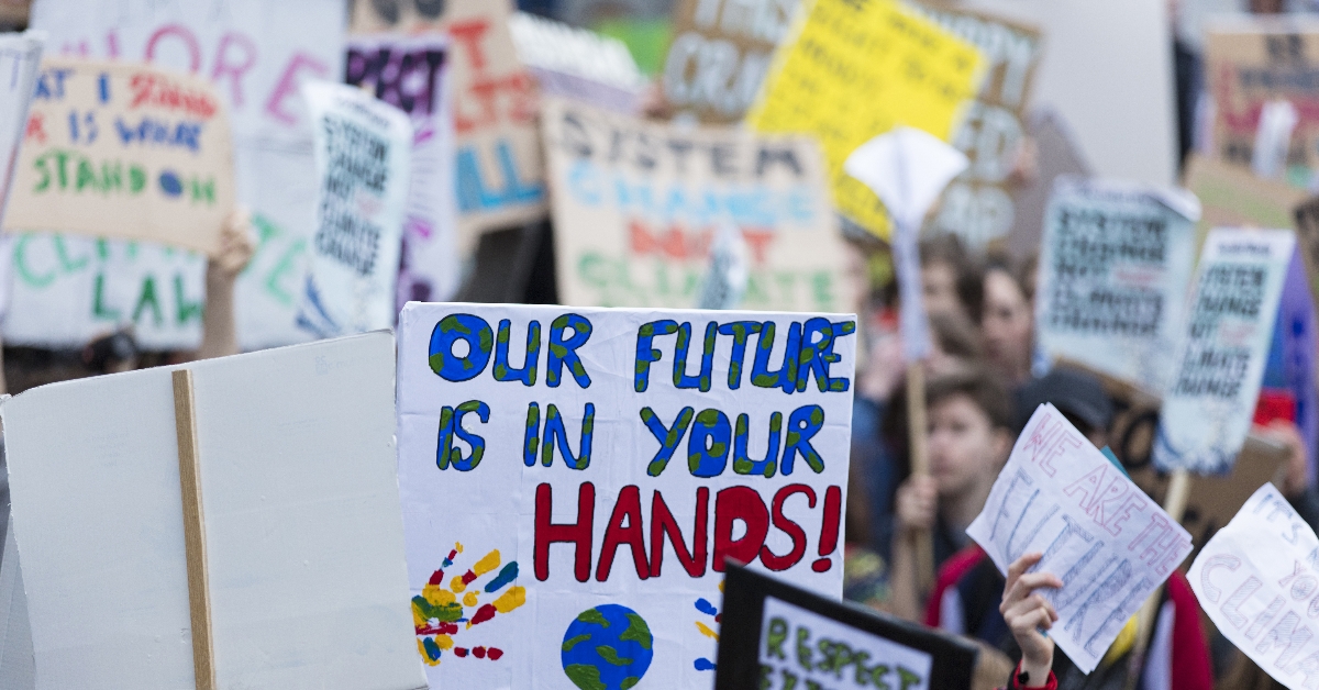 Our future in your hand placard