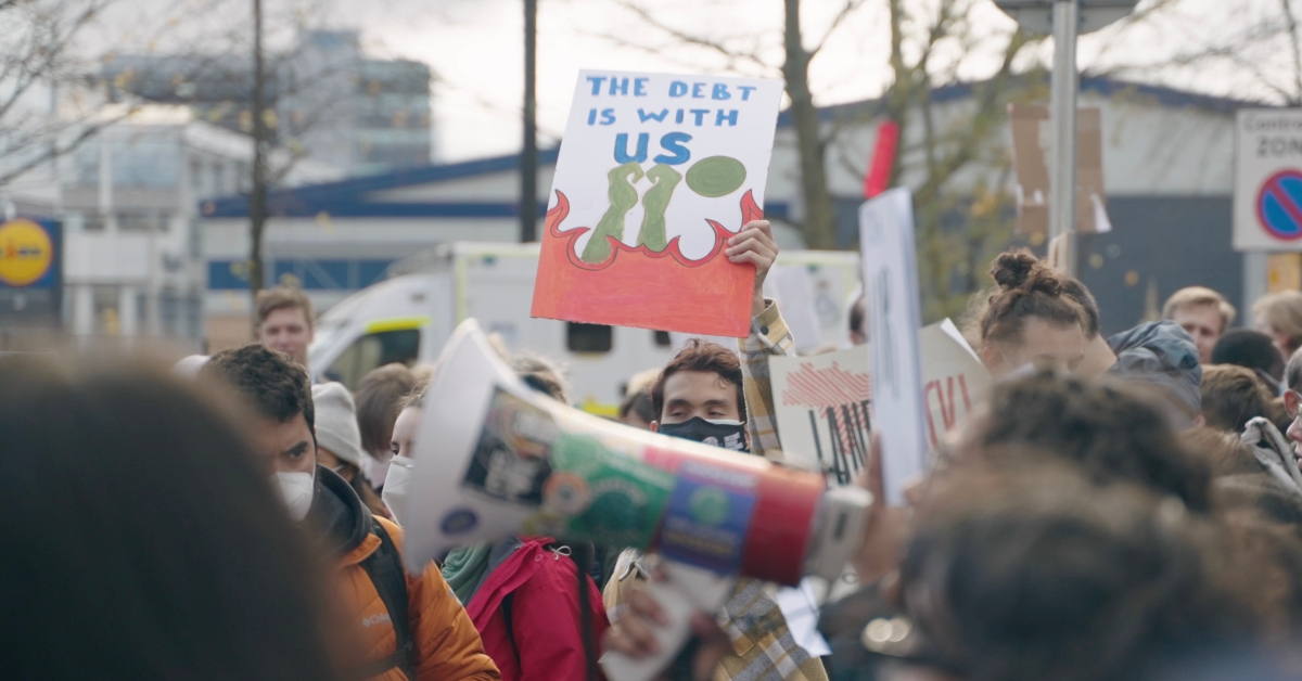 Environment protest - the debt is with us