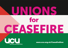 Unions for Ceasefire poster