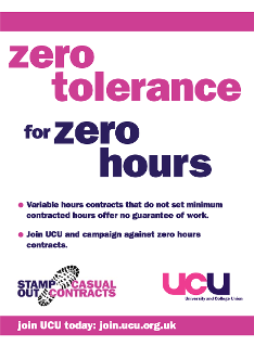 'Zero tolerance for Zero hours' poster