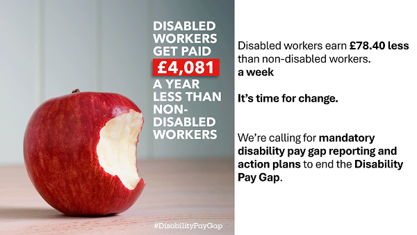 Disability Pay Gap 2025: Disabled workers earn £78.40 less than non-disabled workers. a week It's time for change.