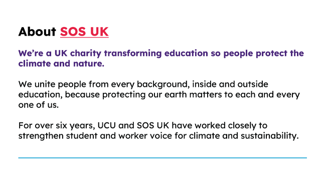 UCU Sustainability Survey - page 3, SOS UK, December 2025
