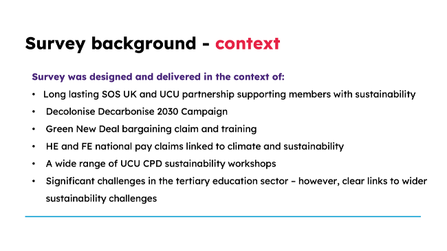 UCU Sustainability Survey - page 6, SOS UK, December 2025