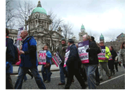 Northern Ireland college lecturers march on 6th strike day