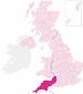 South west region Highlight map of South West region