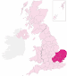 Eastern and Home Counties region Highlight map of Eastern and Home Counties region
