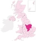 East Midlands region Highlight map of East Midlands region