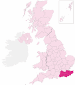 South East region Highlight map of South East region