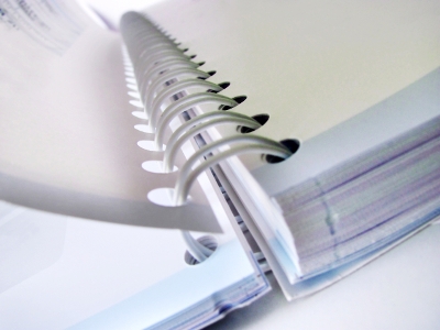 Open spiral-bound file