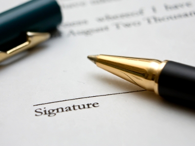 Signing a contract